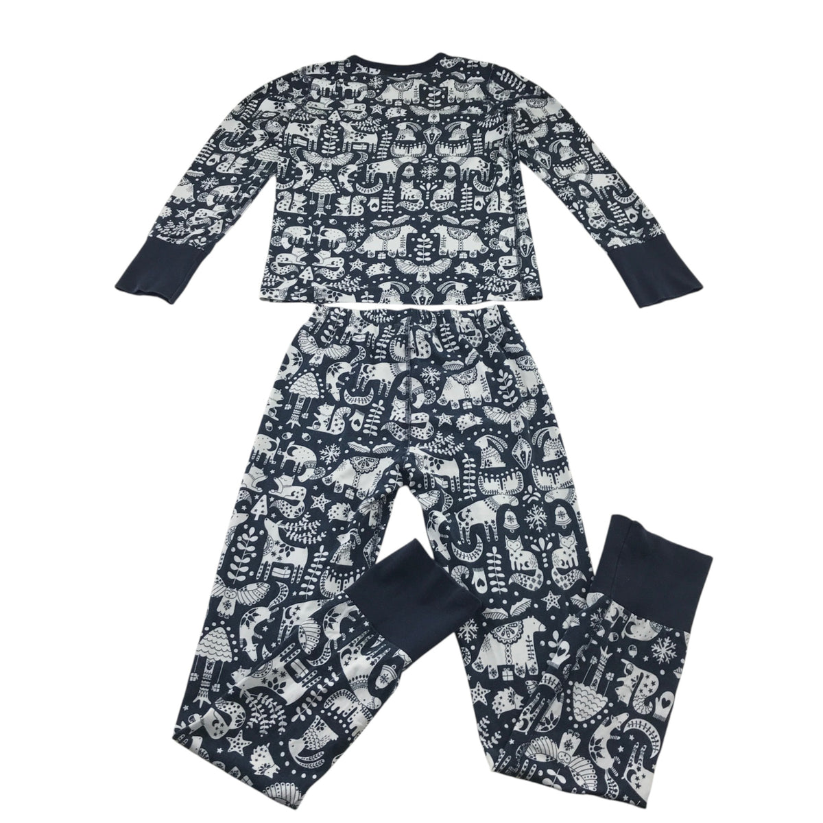 Polarn O. Pyret 8-10 years blue festive print pyjama set organic cotton elastane