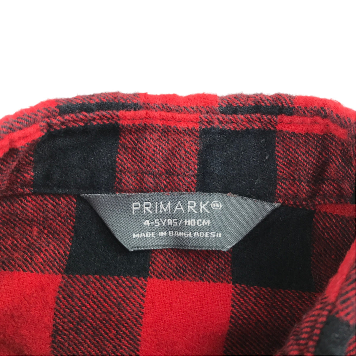 Primark 4-5 years red check flannel shirt cotton