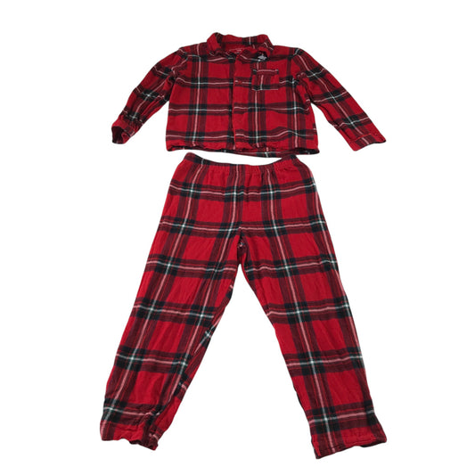 Primark 5-6 years red tartan check pyjama set cotton