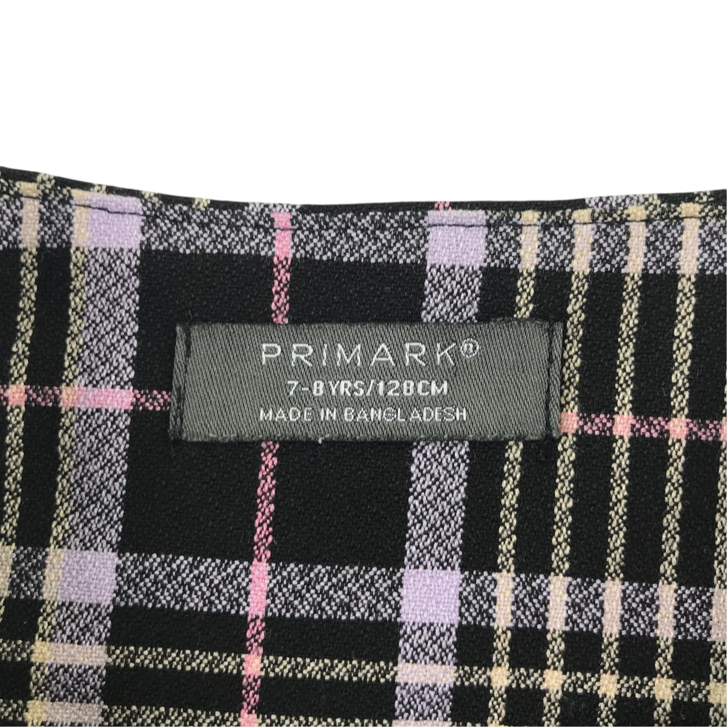 Primark 7-8 years black check skirt polyester elastane viscose