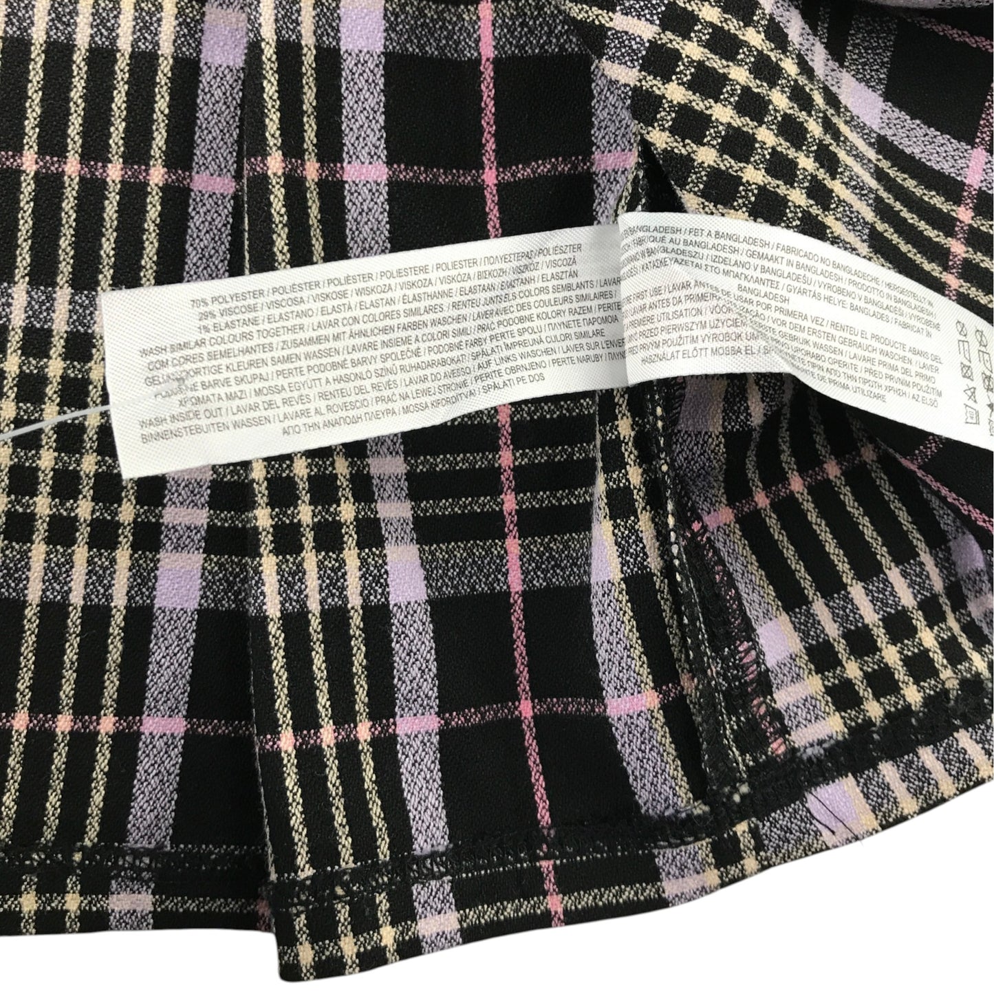 Primark 7-8 years black check skirt polyester elastane viscose