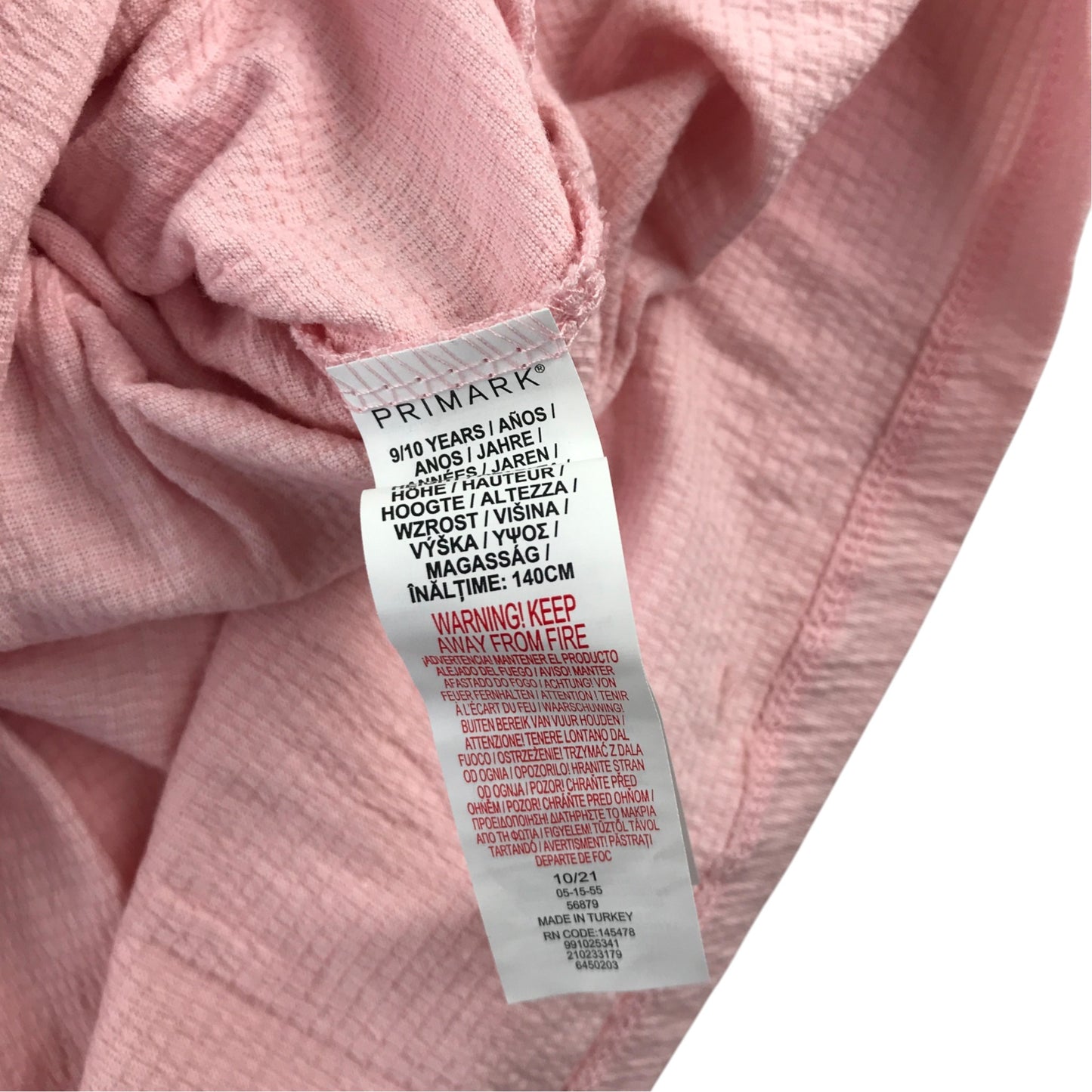 Primark 9-10 years pink dress cotton polyester elastane