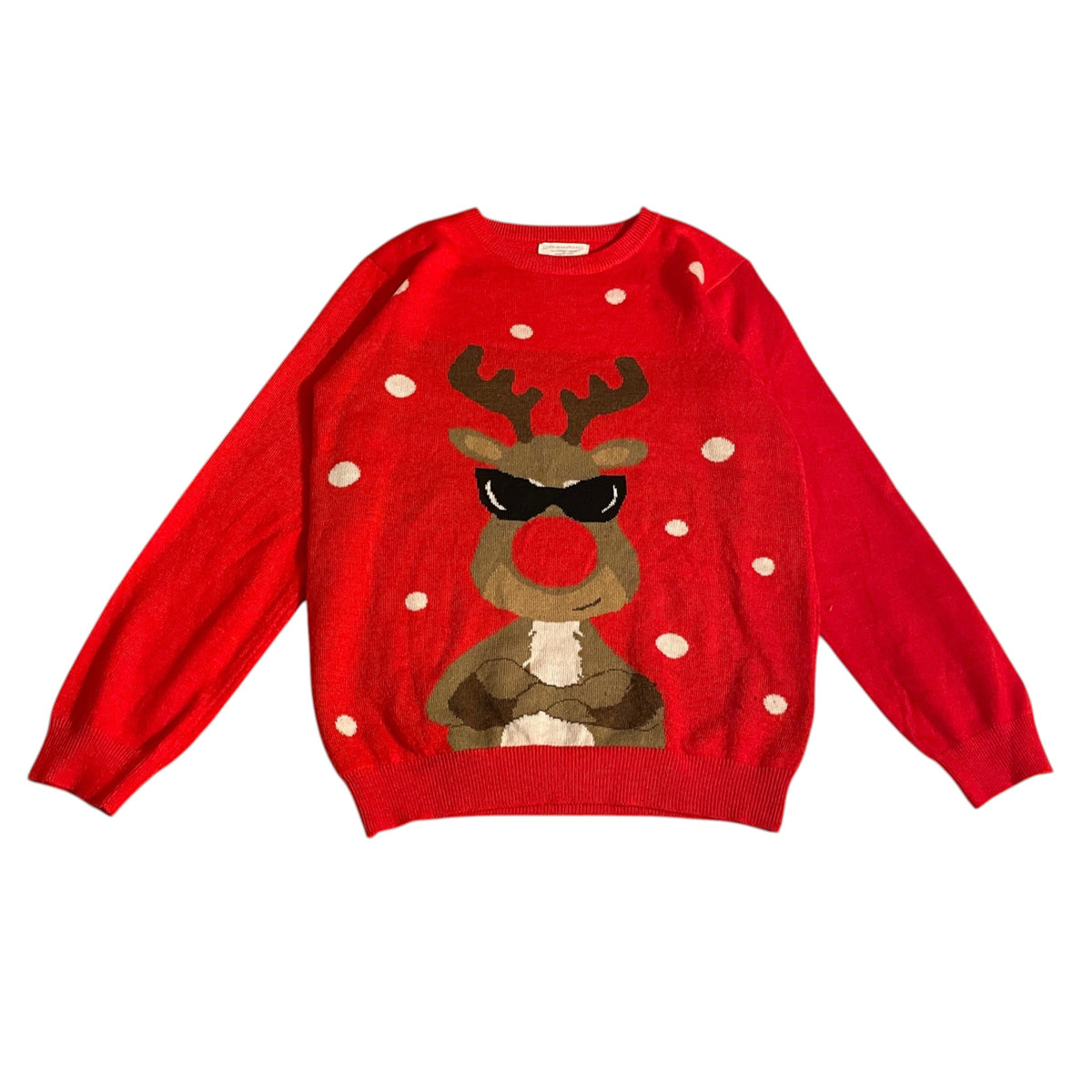 Primark 10-11 years red jumper Christmas reindeer polyester acrylic