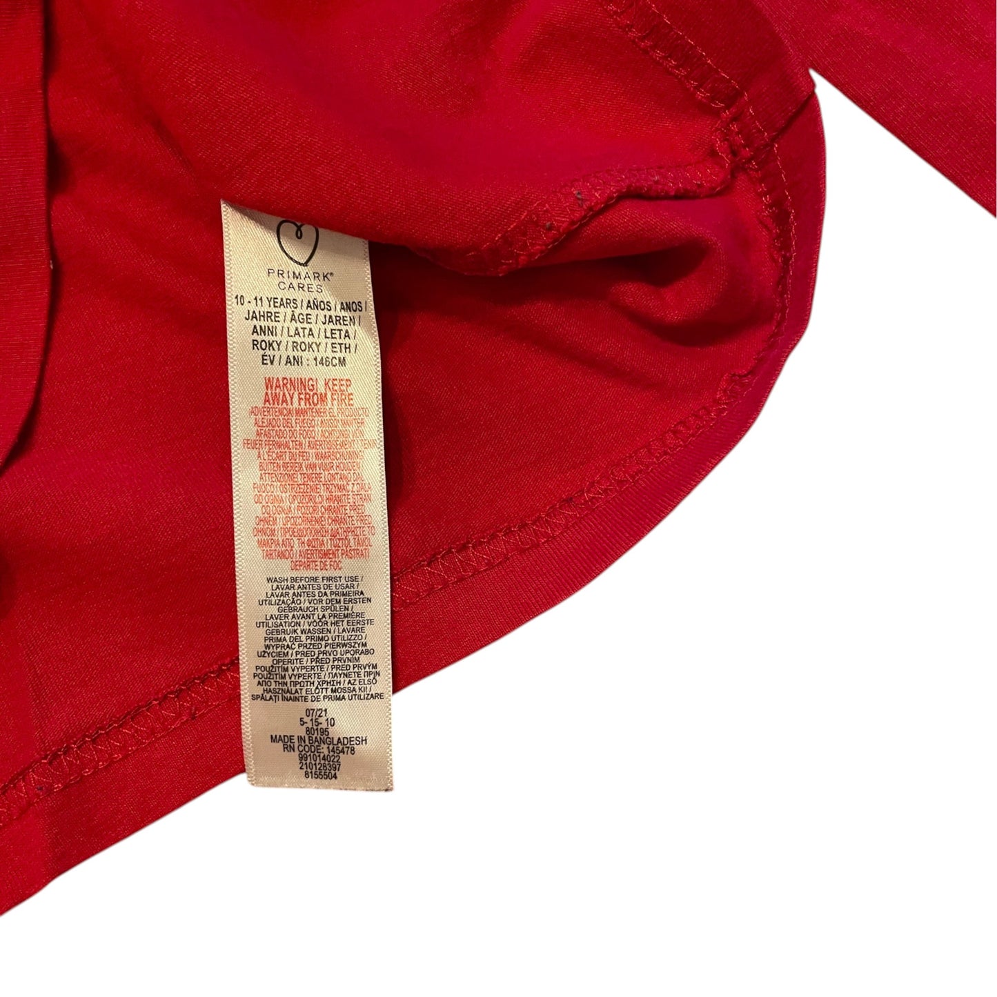 Primark 10-11 years red t-shirt Christmas print cotton