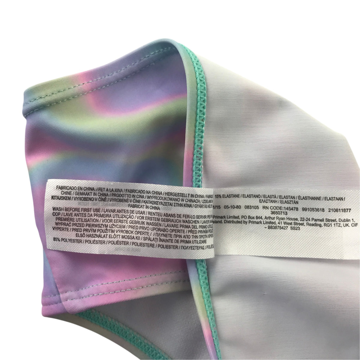 Primark 11-12 years multicolour 2-piece swimsuit polyester elastane