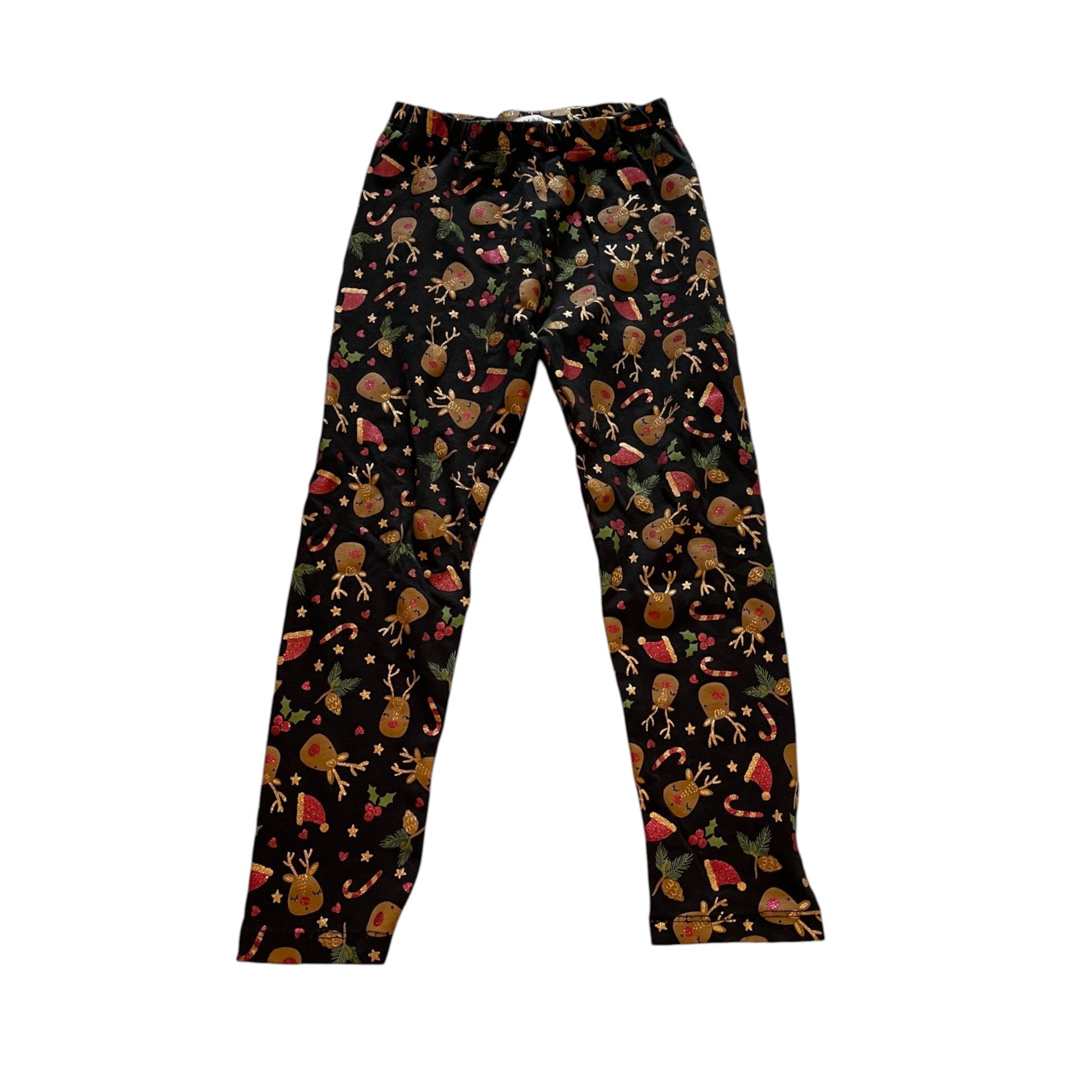 Primark 5-6 years black Christmas leggings reindeer print