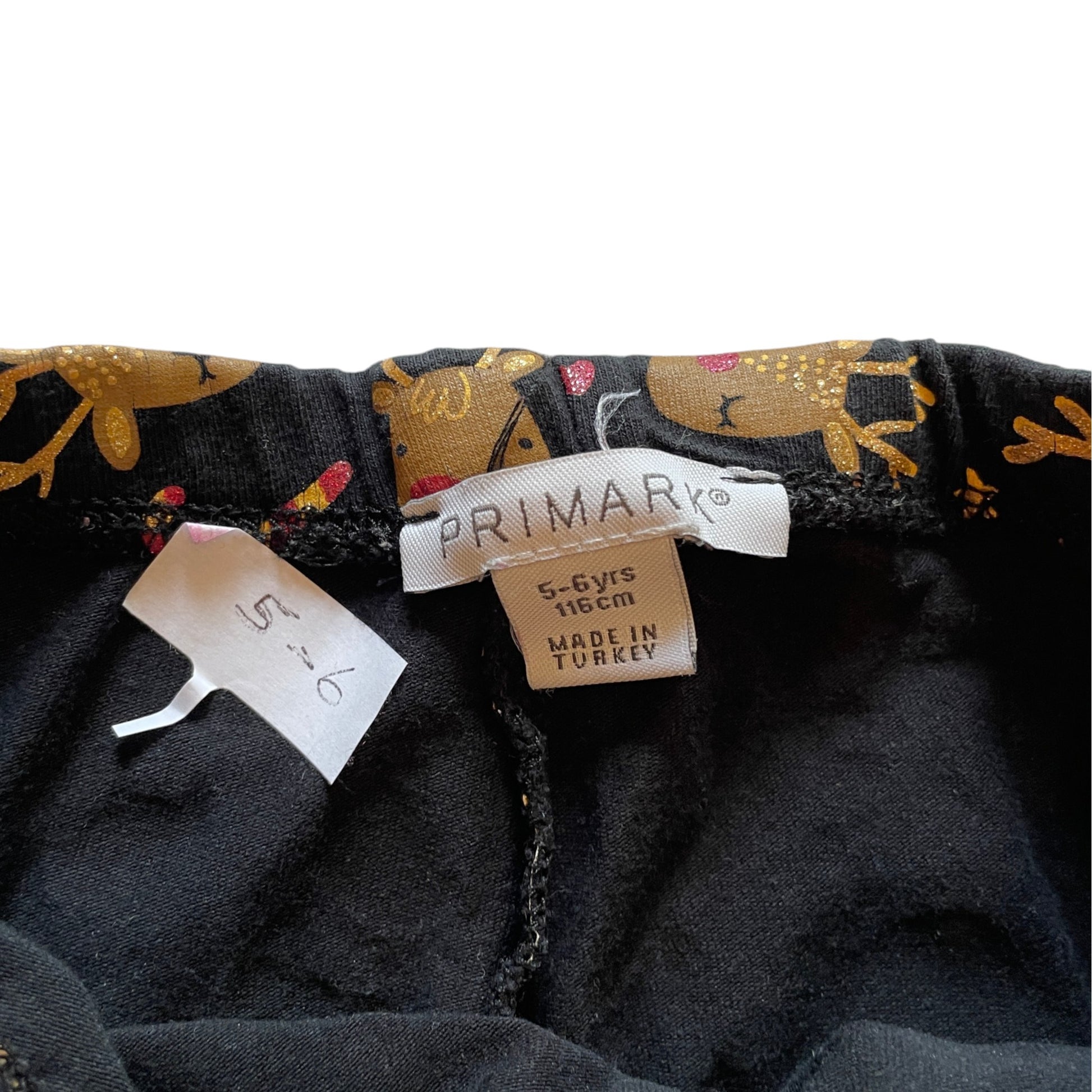 Primark 5-6 years black Christmas leggings reindeer print