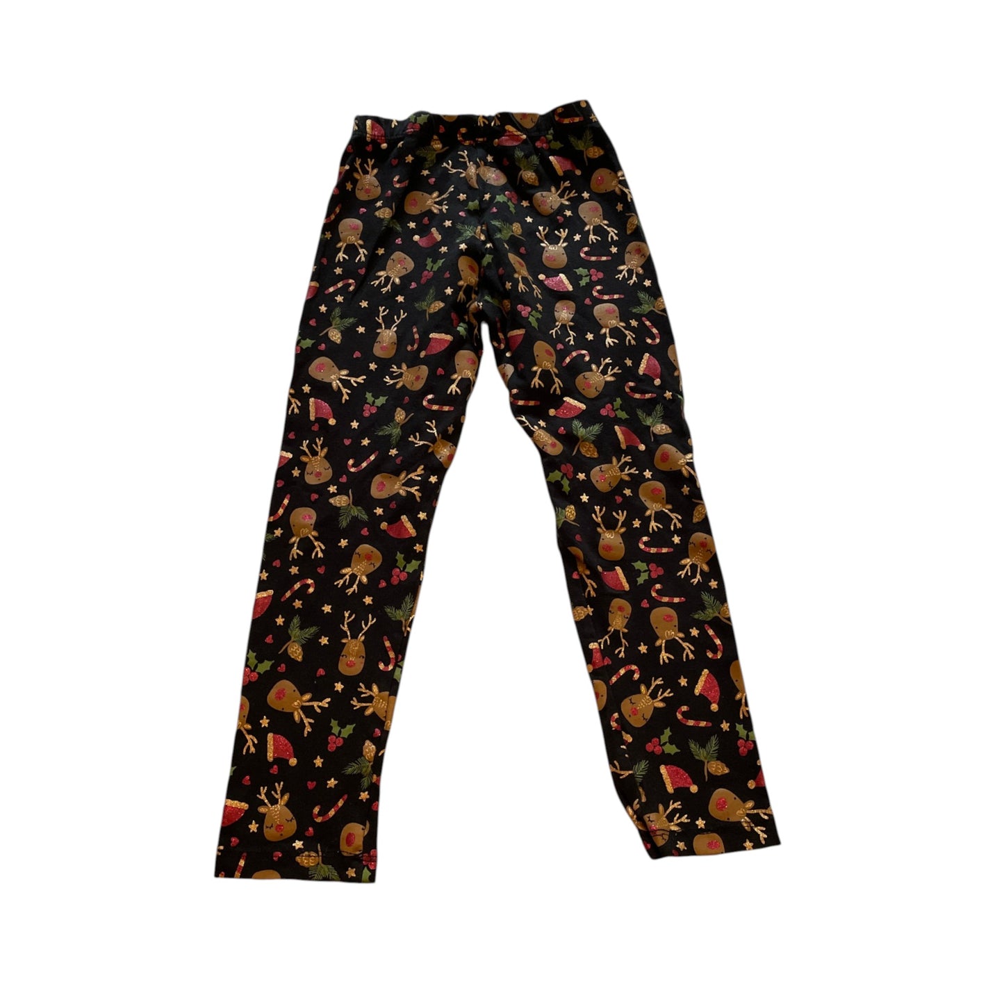 Primark 5-6 years black Christmas leggings reindeer print