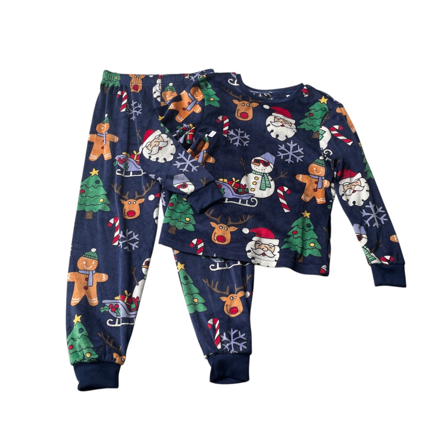 Primark 5-6 years navy blue Christmas pyjama set polyester elastane