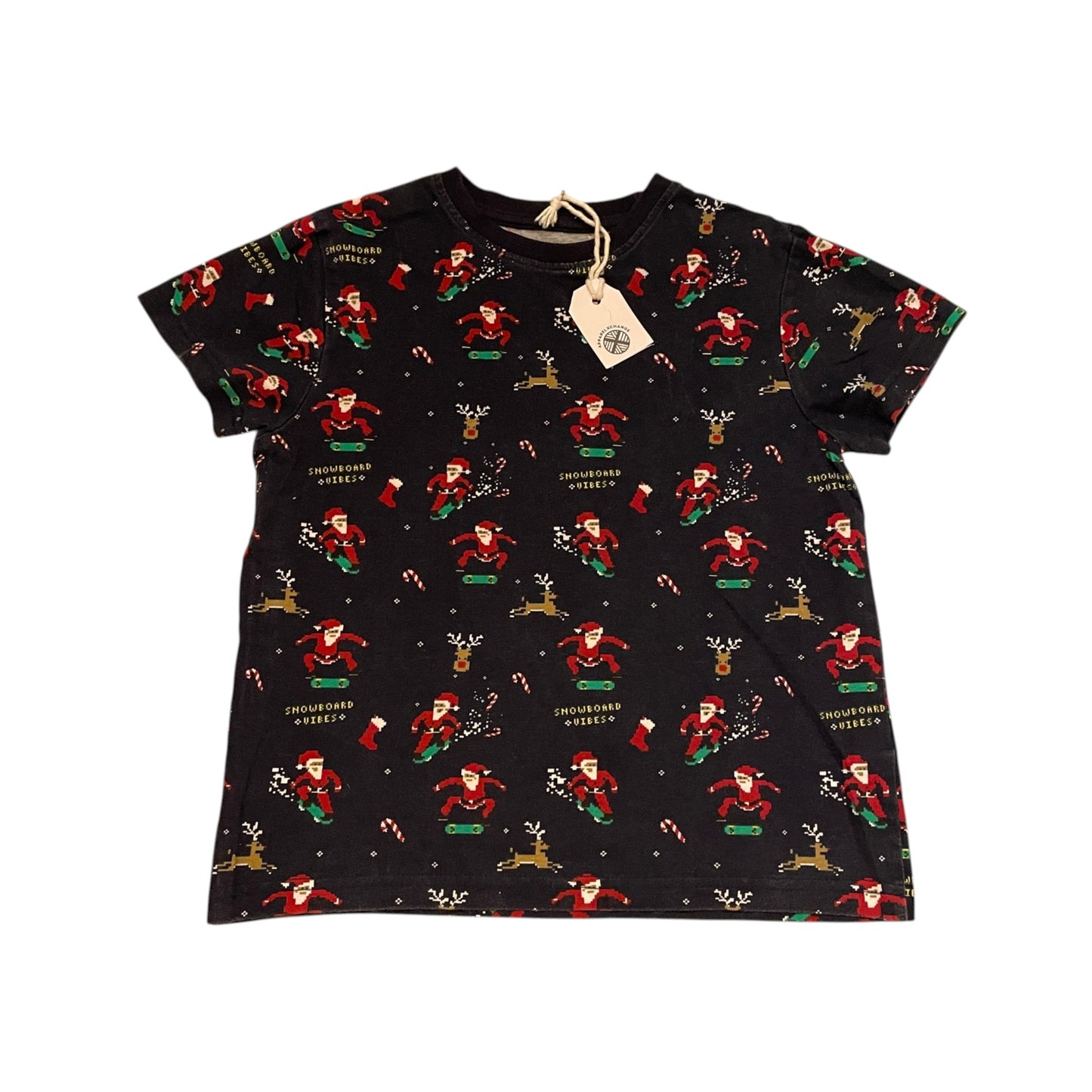 Primark 6-7 years black Christmas print t-shirt cotton