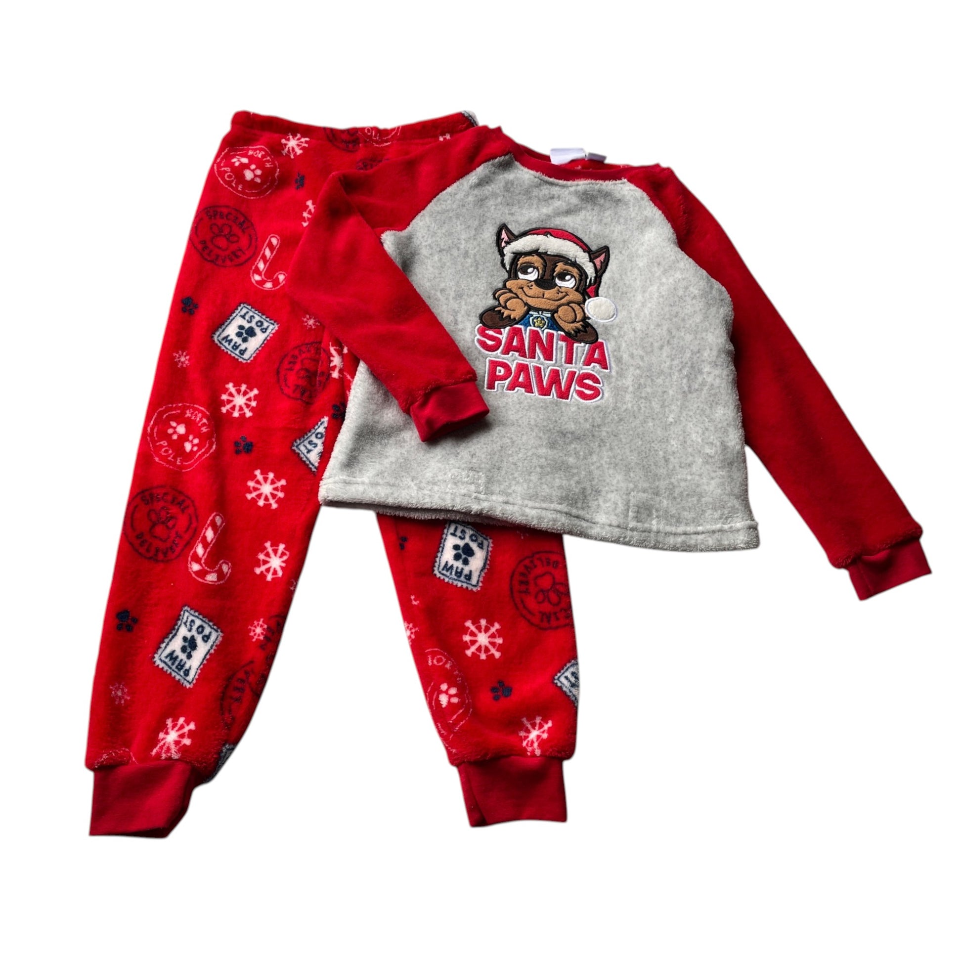 Primark 6-7 years red Christmas pyjama set Paw Patrol polyester elastane