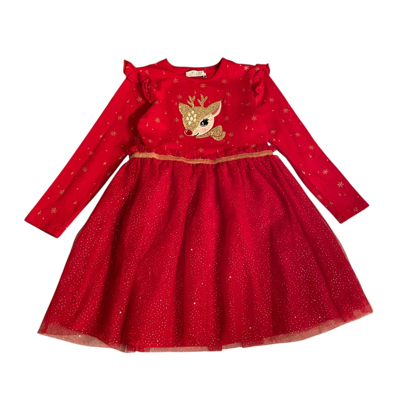 Primark 6-7 years red dress Christmas reindeer cotton elastane polyester