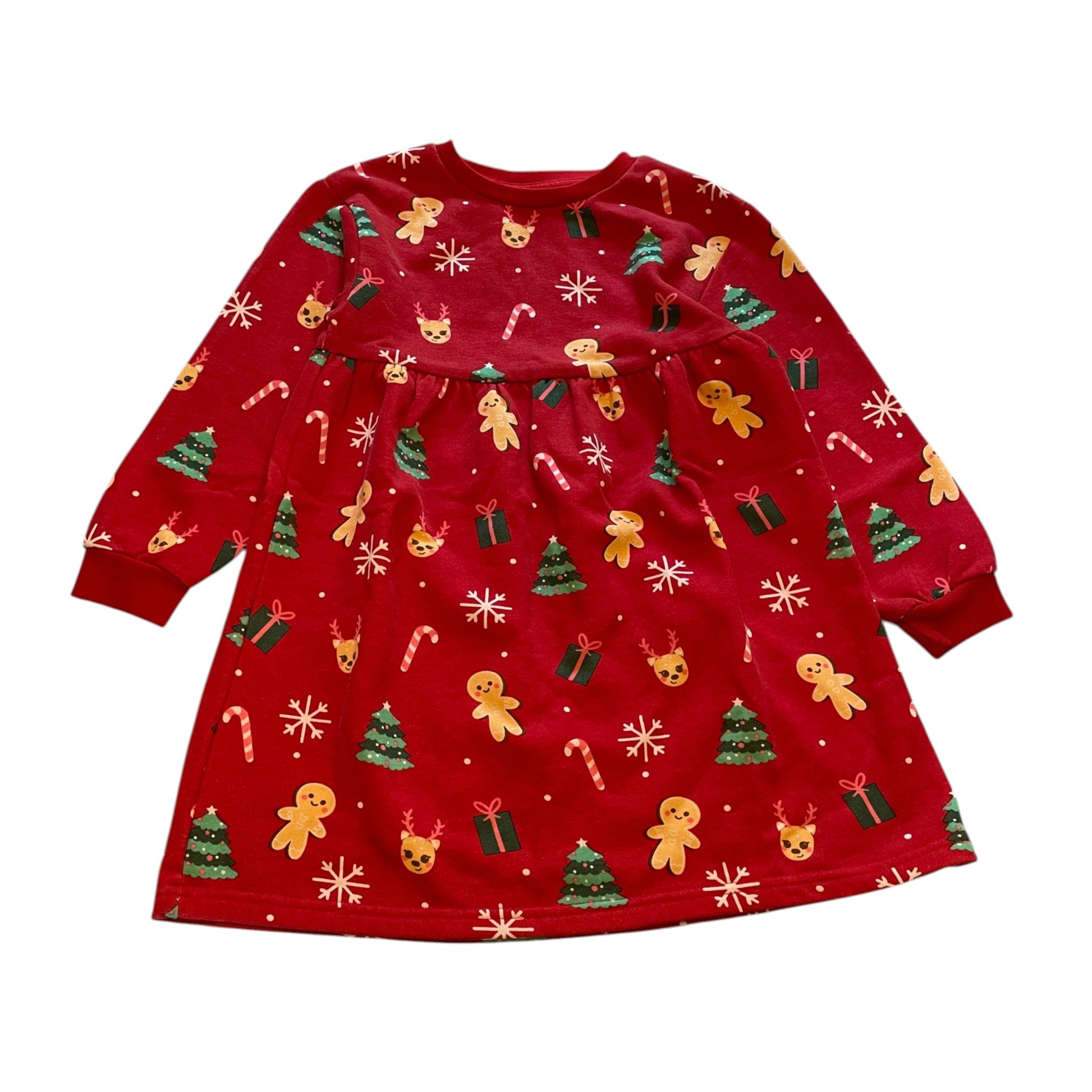 Primark 6-7 years red festive jersey dress cotton polyester