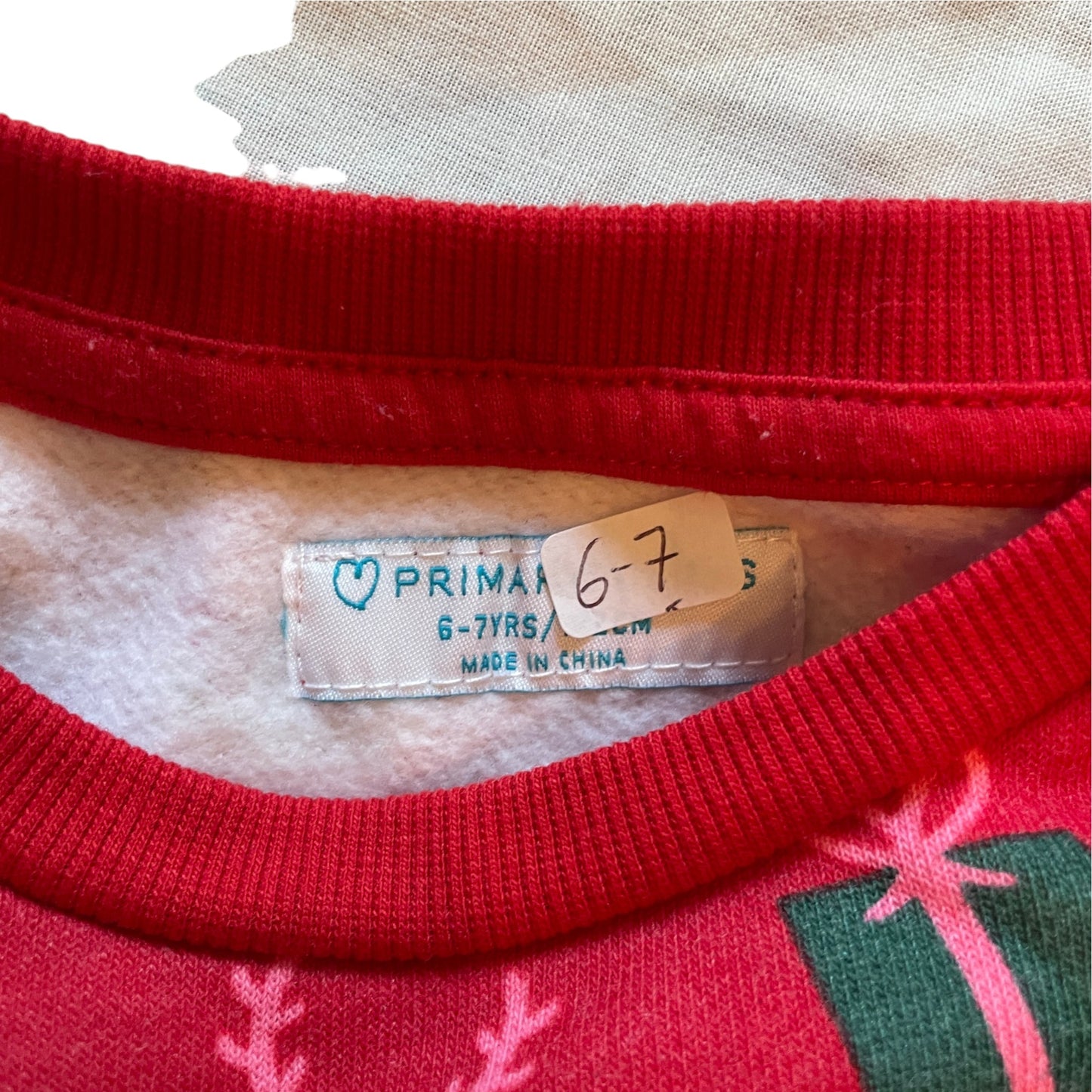 Primark 6-7 years red festive jersey dress cotton polyester