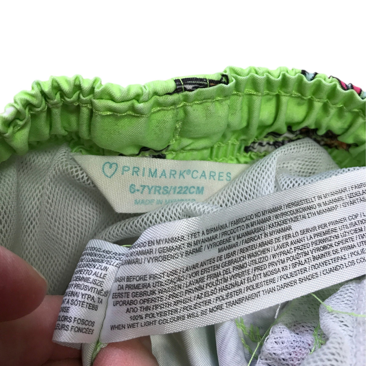Primark 6-7 years turquoise swim trunks surfing dinosaurs polyester