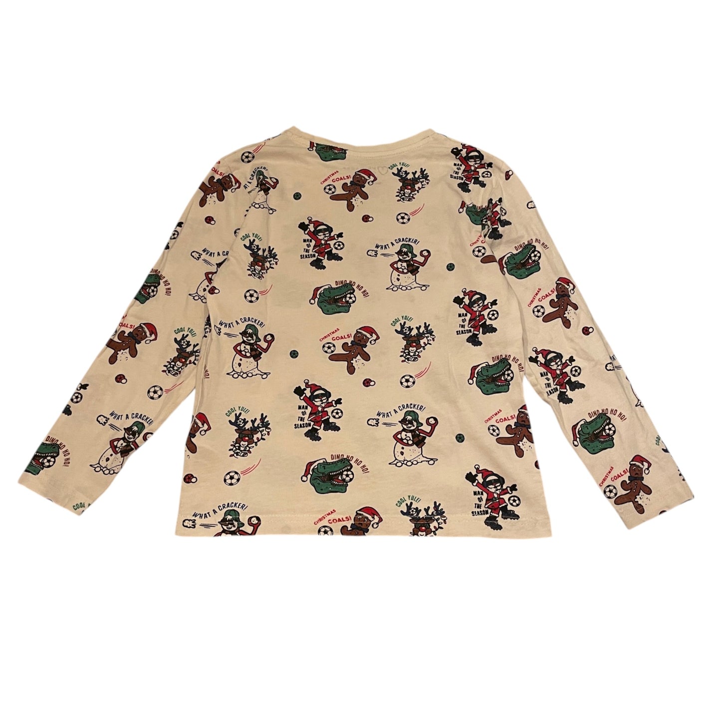 Primark 6-7 years white t-shirt Christmas football print cotton