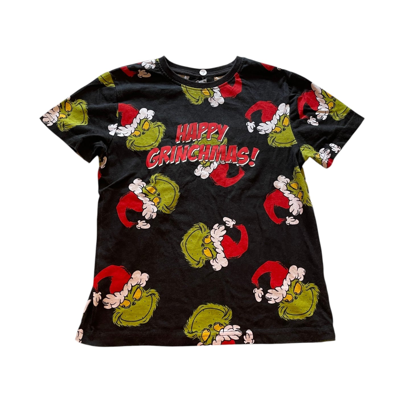 Primark 7-8 years black t-shirt The Grinch Christmas print