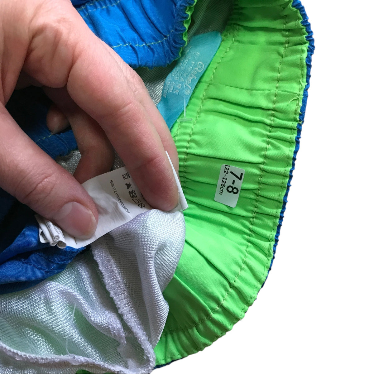 Primark 7-8 years blue and neon swim trunks polyester