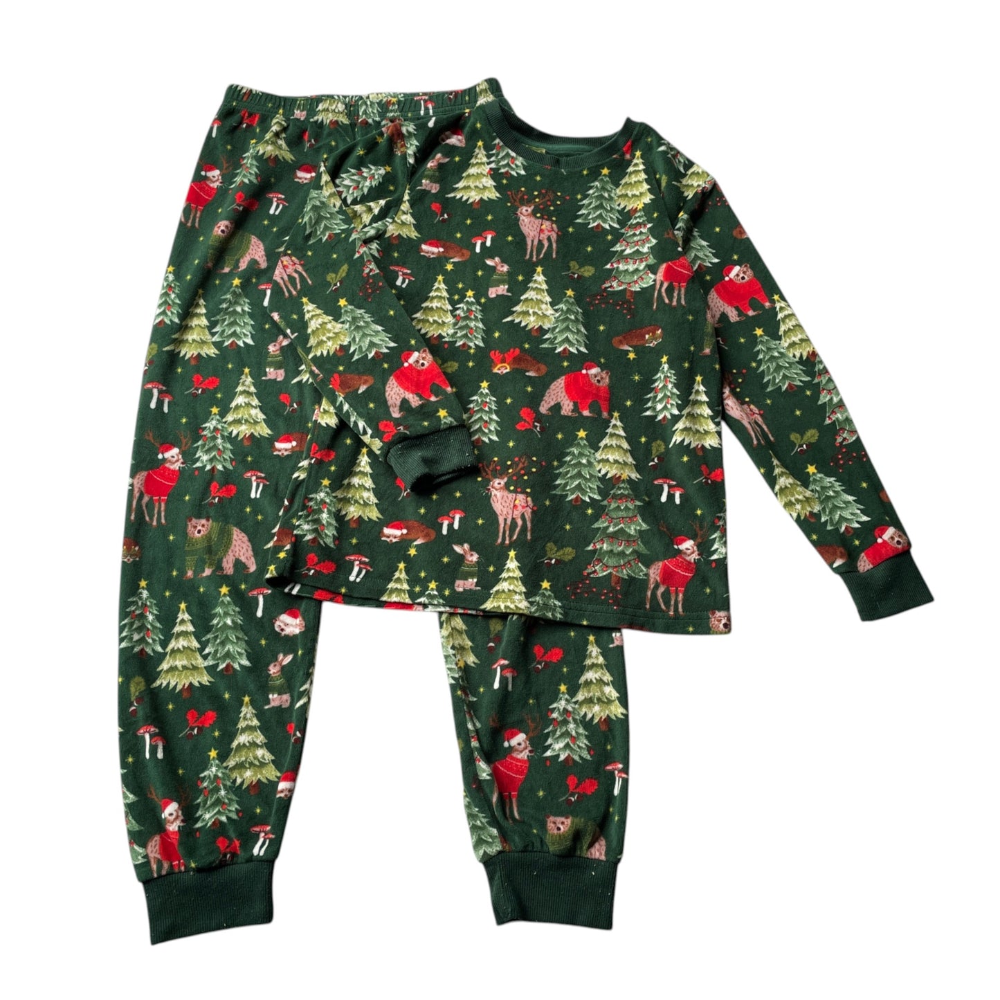 Primark 7-8 years green Christmas forest pyjama set polyester