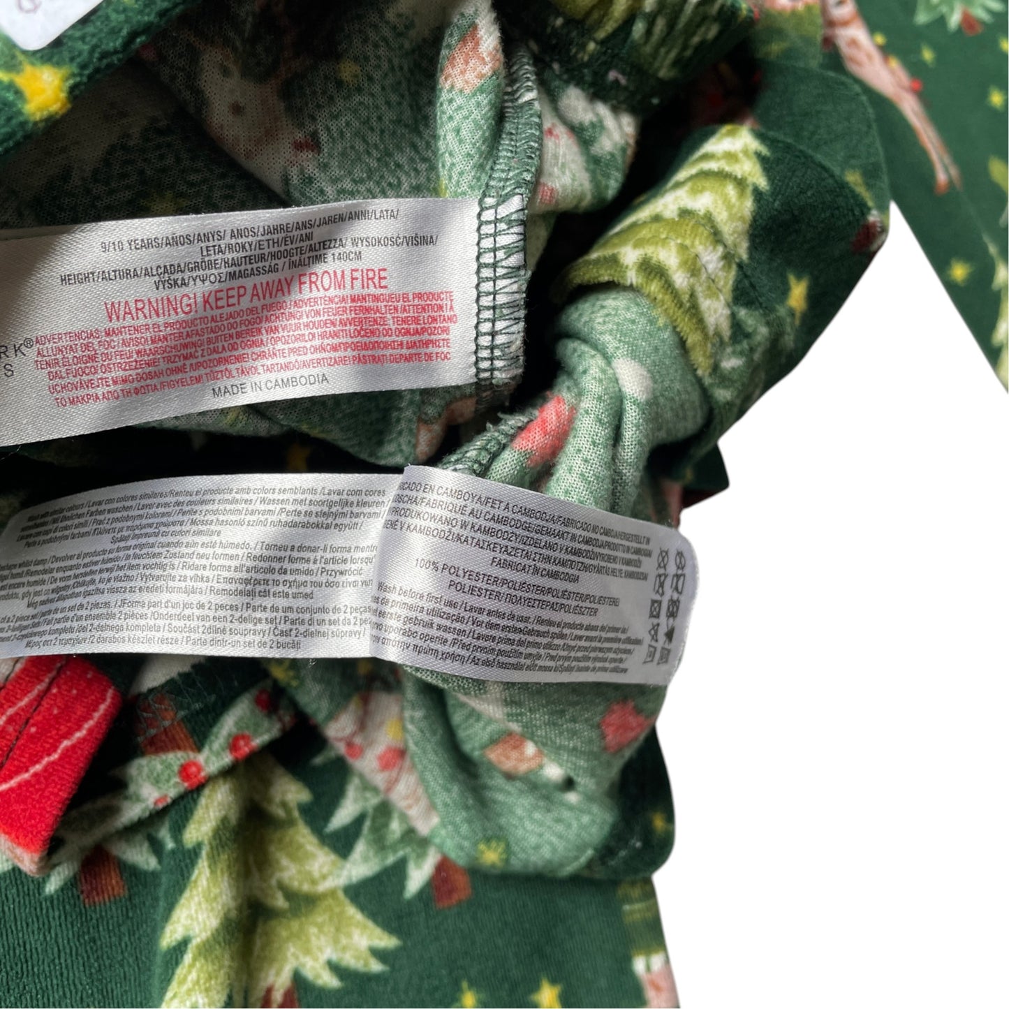 Primark 7-8 years green Christmas forest pyjama set polyester