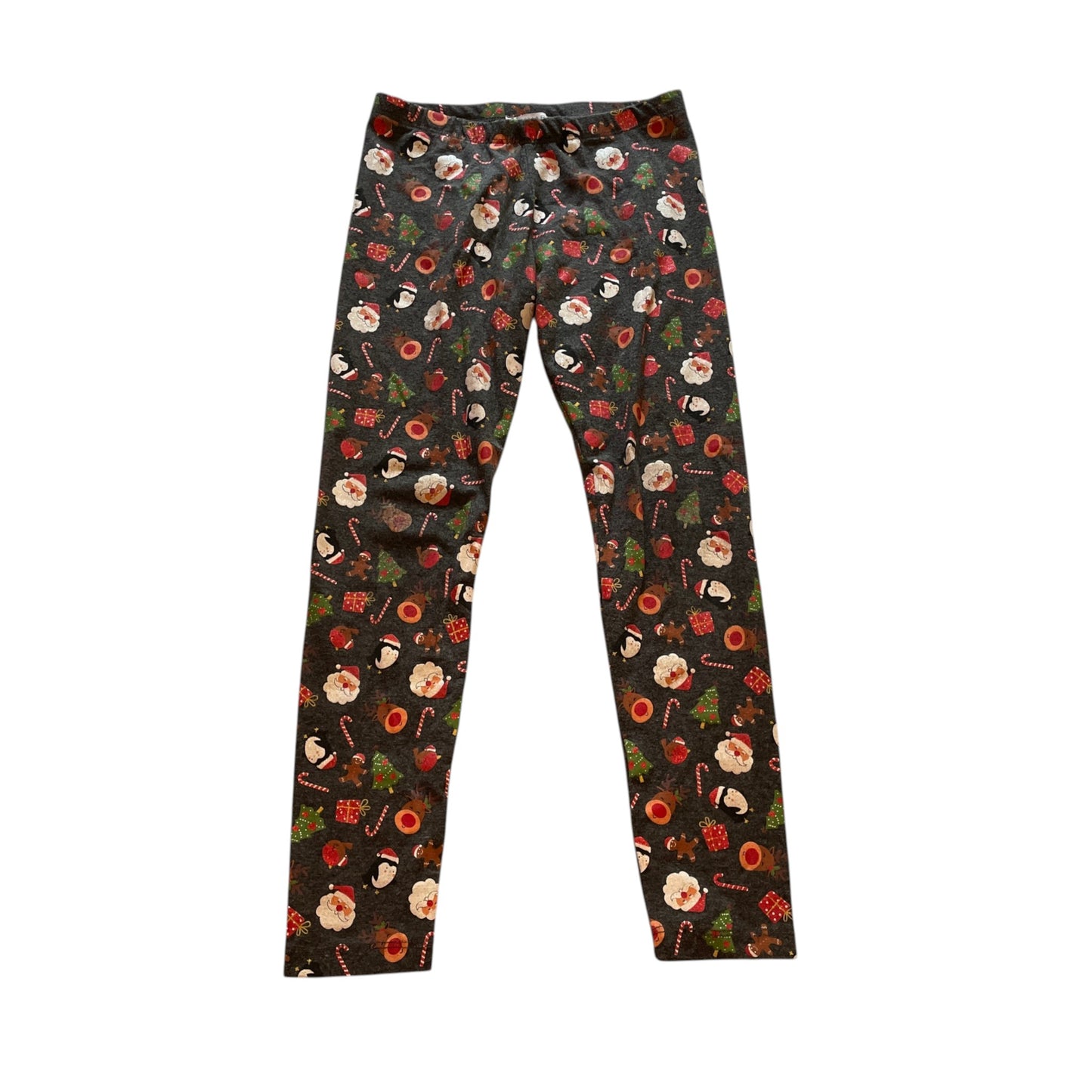 Primark 7-8 years grey Christmas print leggings polyester mix