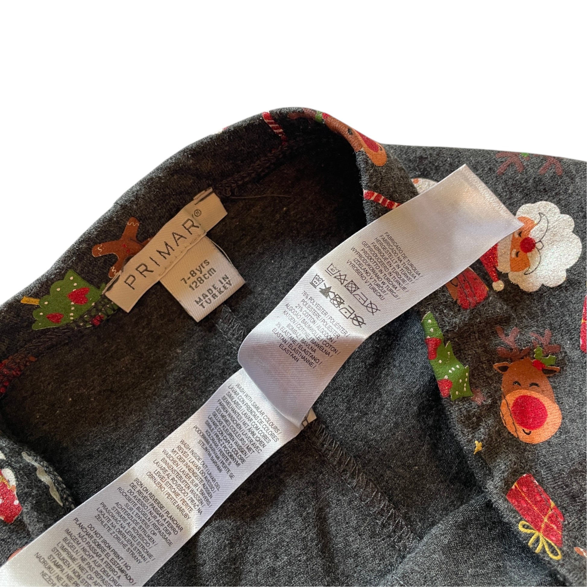 Primark 7-8 years grey Christmas print leggings polyester mix