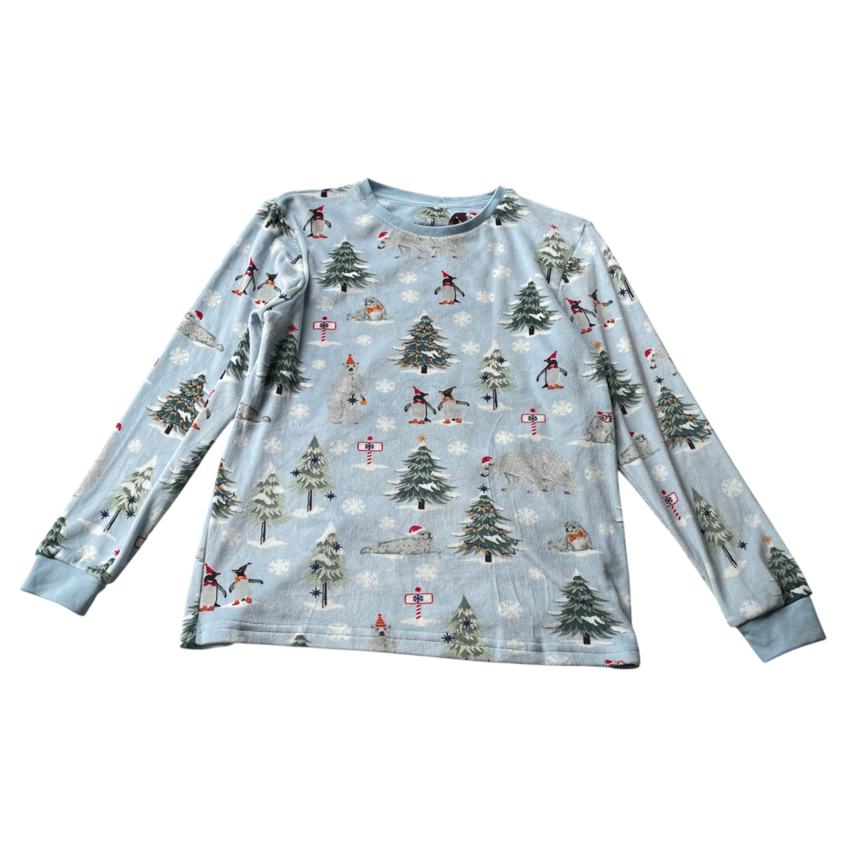 Primark 7-8 years light blue Christmas pyjama set polyester elastane
