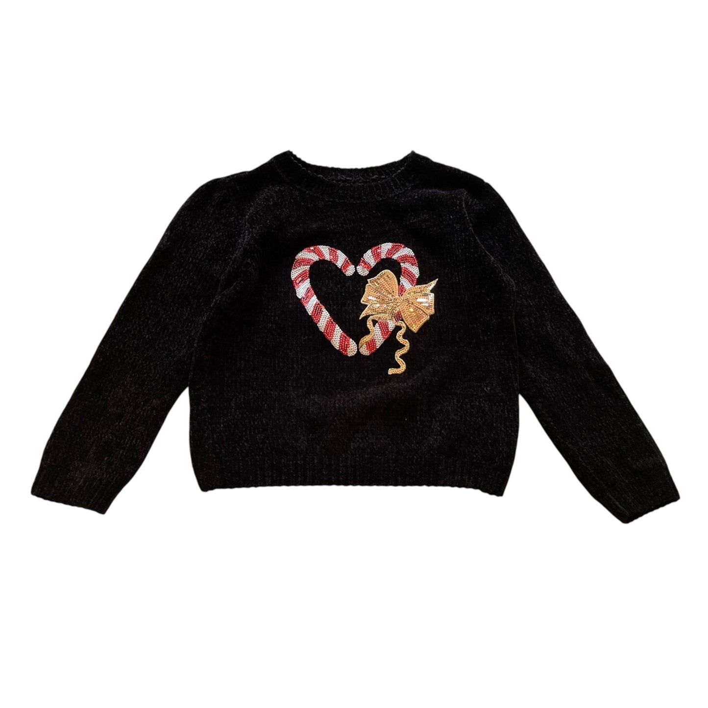 Primark 8-9 years black candy cane christmas jumper polyester