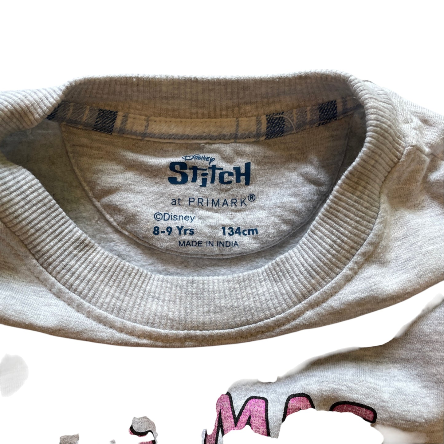 Primark 8-9 years grey Disney Stitch Christmas sweater cotton polyester