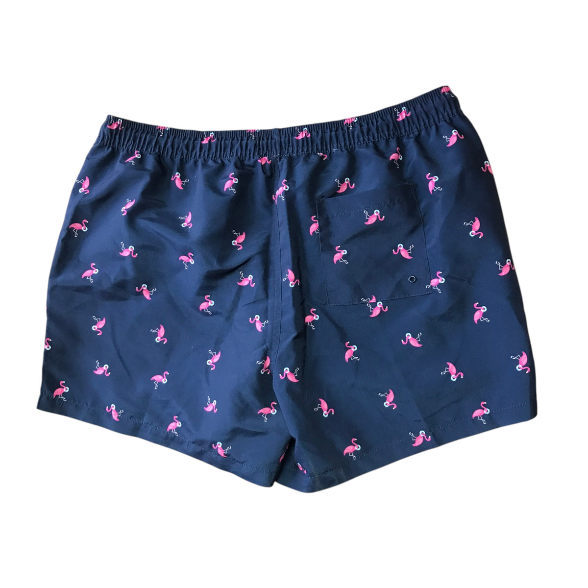 Primark men's size L navy swim trunks flamingos polyester
