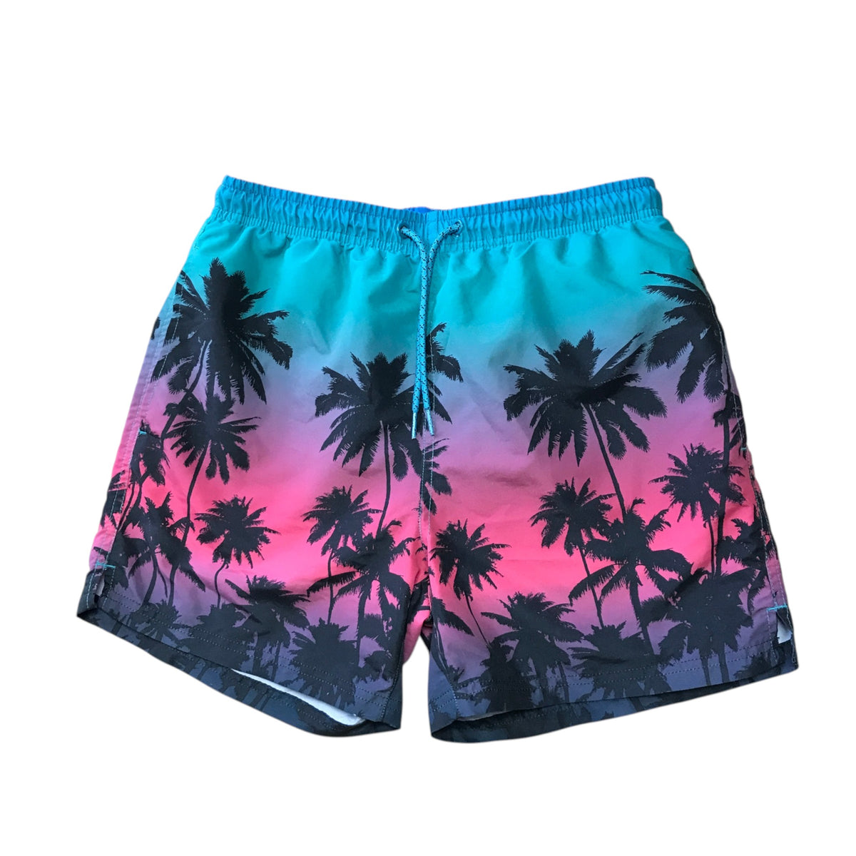 Primark size XS men's blue and pink swim trunks palm trees polyester