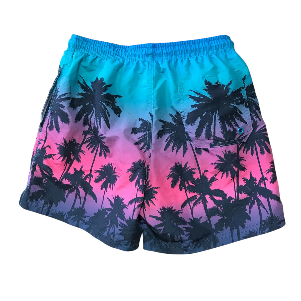Primark size XS men's blue and pink swim trunks palm trees polyester