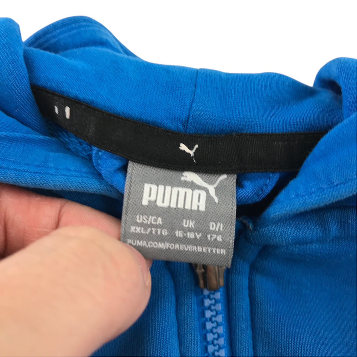 Puma 15-16 years royal blue hoodie full zipper cotton polyester