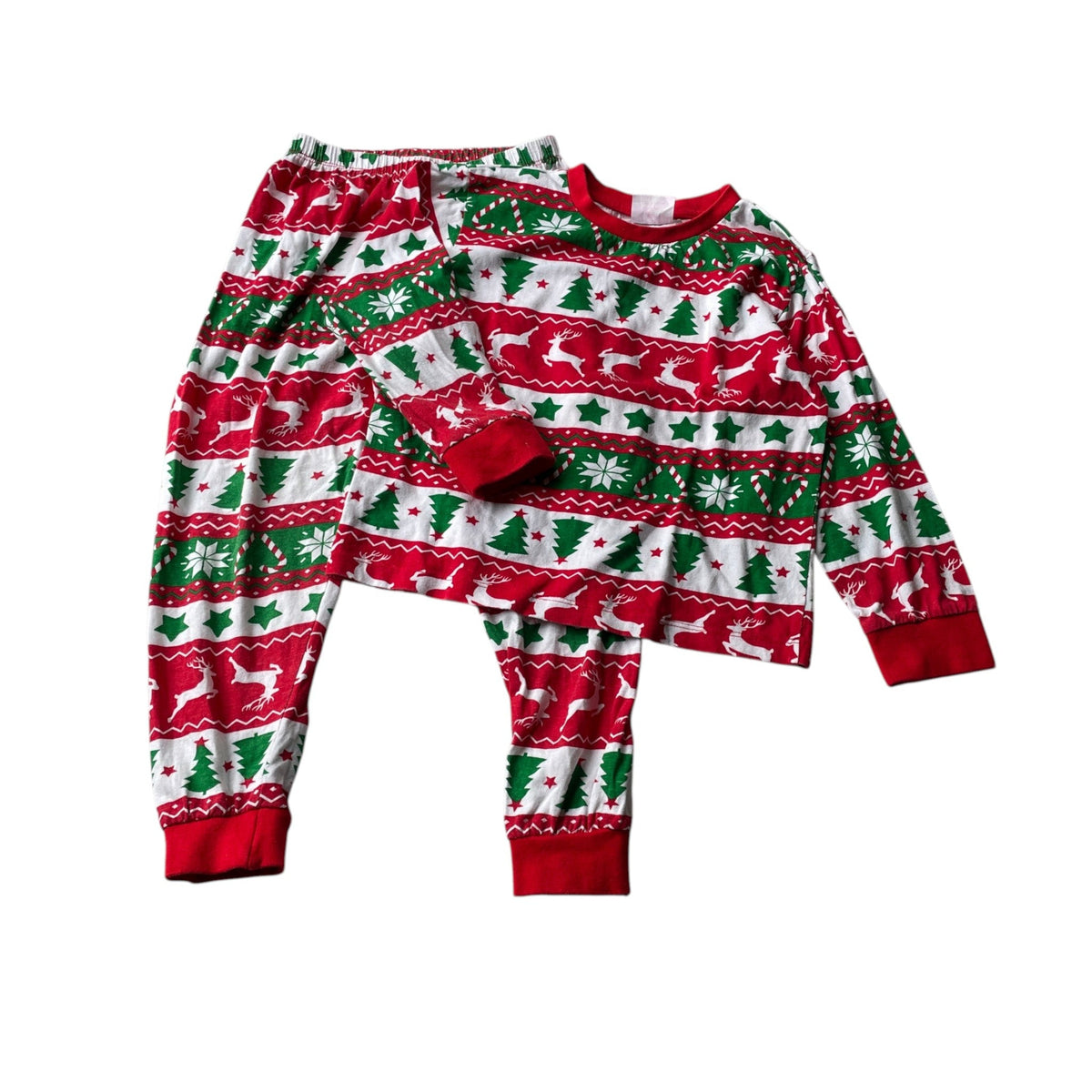 Pyjama set 5-6 years red and green Christmas print cotton