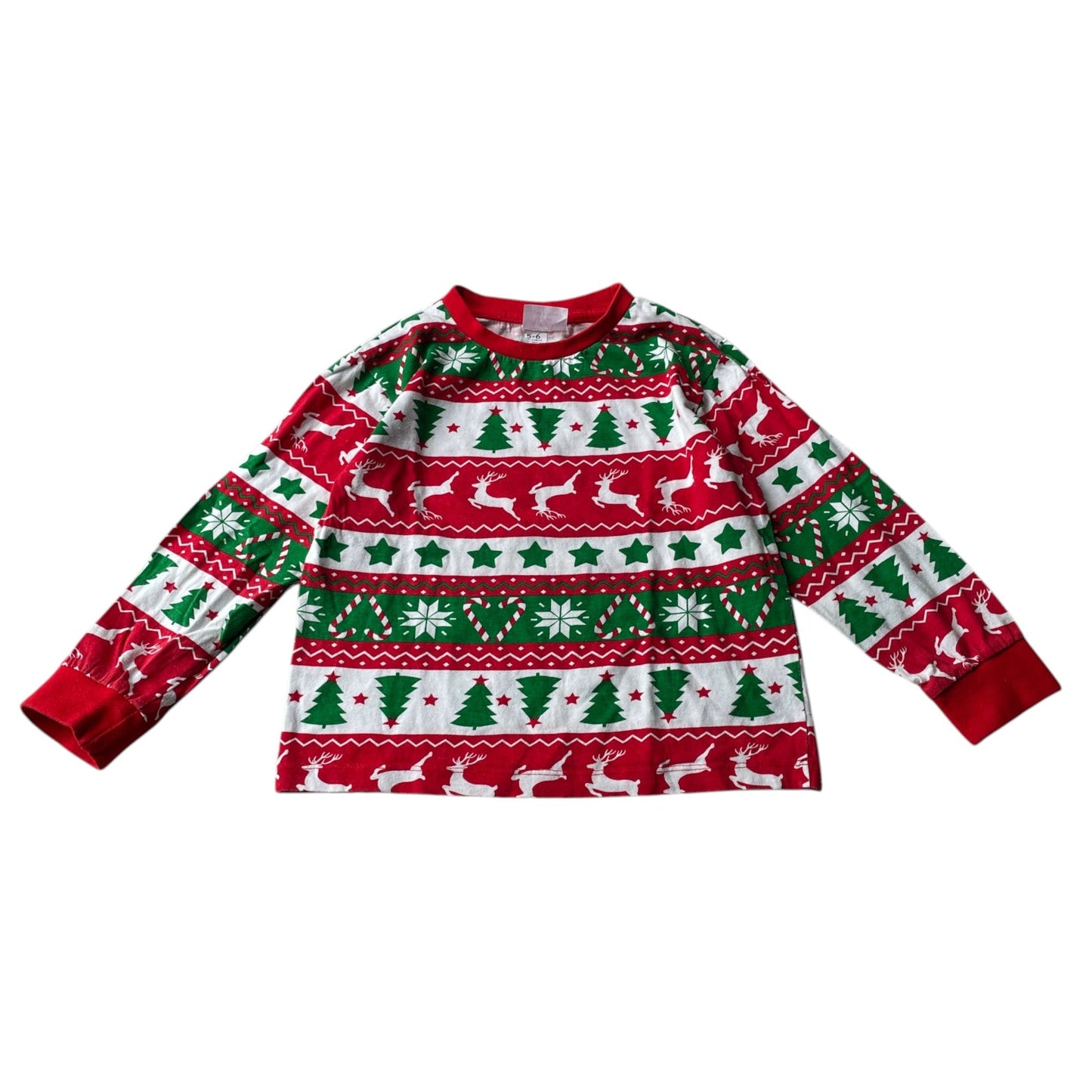 Pyjama set 5-6 years red and green Christmas print cotton