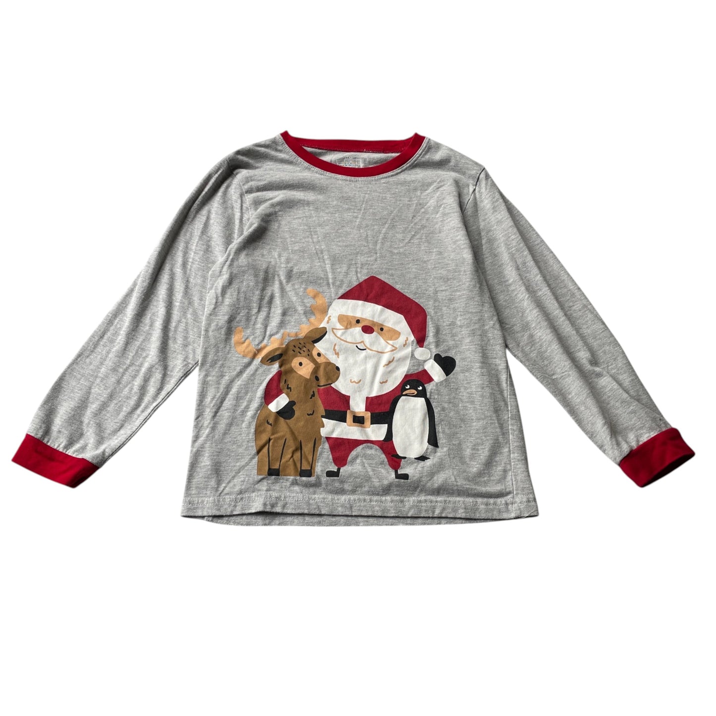 Pyjama set 7-8 years grey and red Christmas print cotton