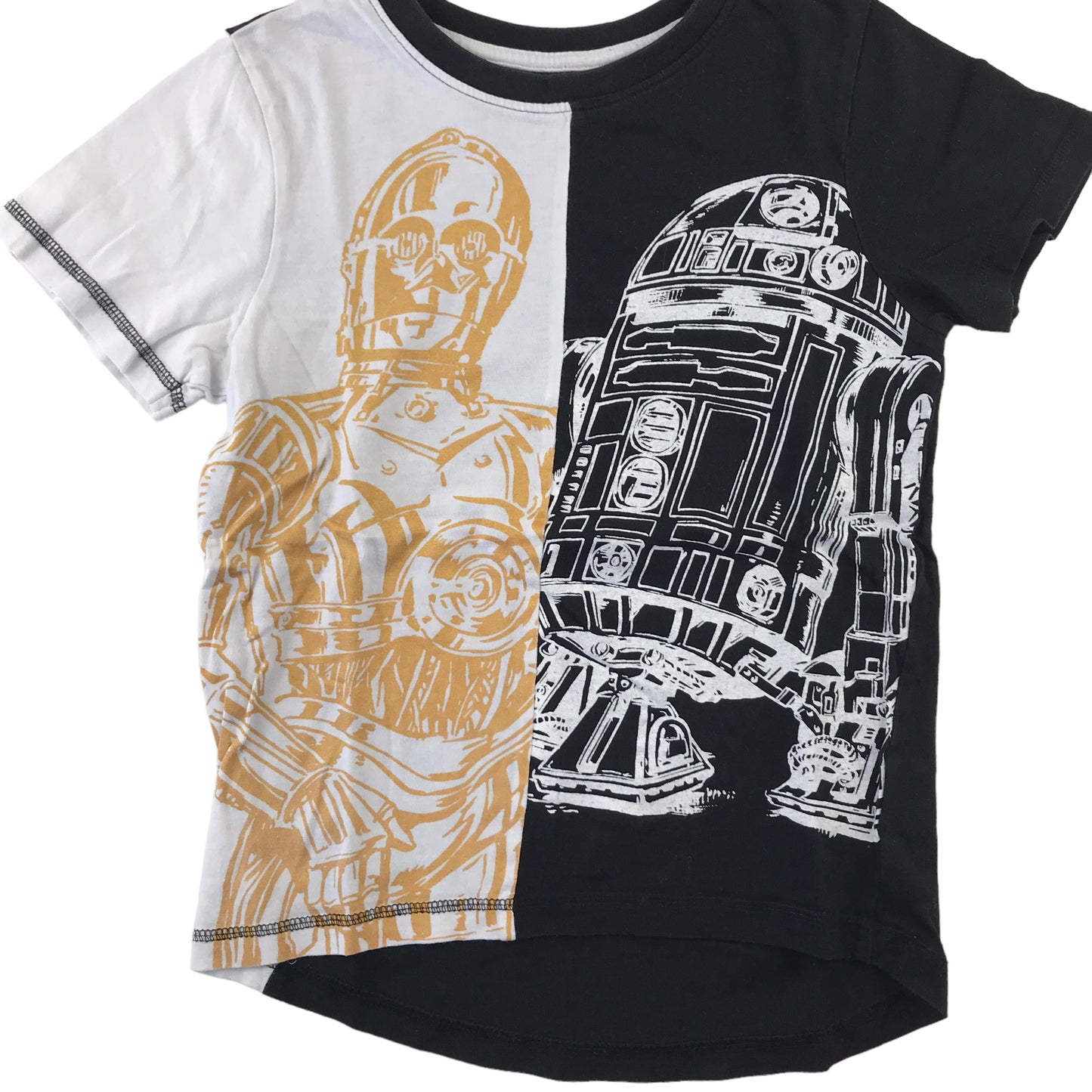 Nutmeg t-shirt 7-8 years black and white Star Wars droids short sleeve cotton