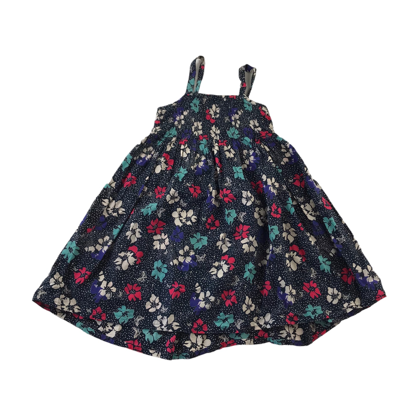 Matalan Dress Age 4 Navy Blue Floral Print Pattern Cotton