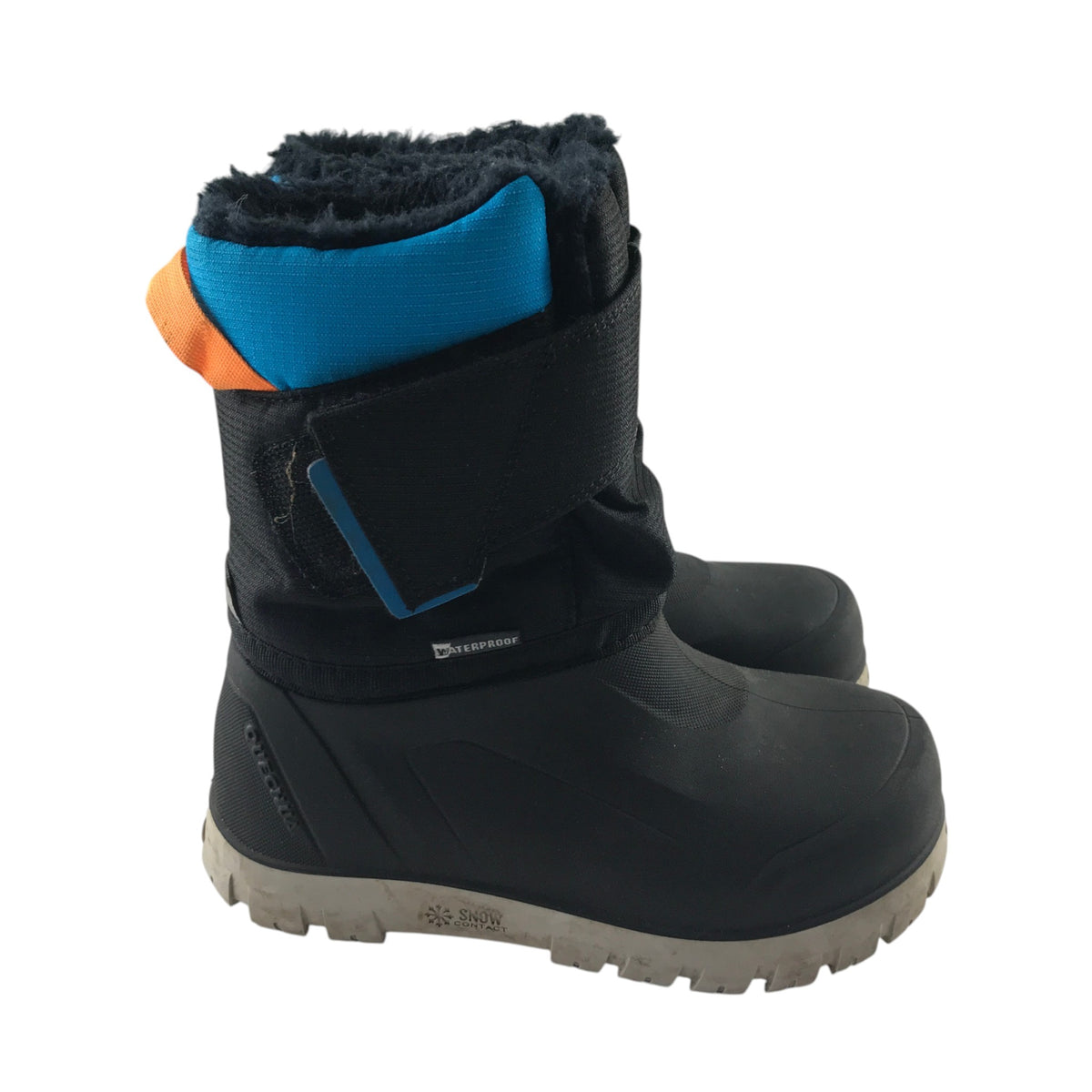 Quechua size UK 12 junior black snow boots waterproof