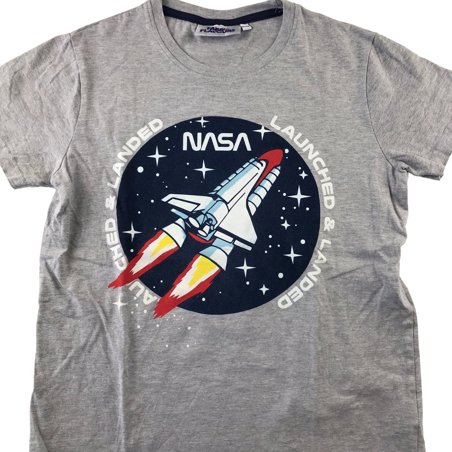 Fabric Flavours t-shirt 11-12 years grey NASA space rocket short sleeve