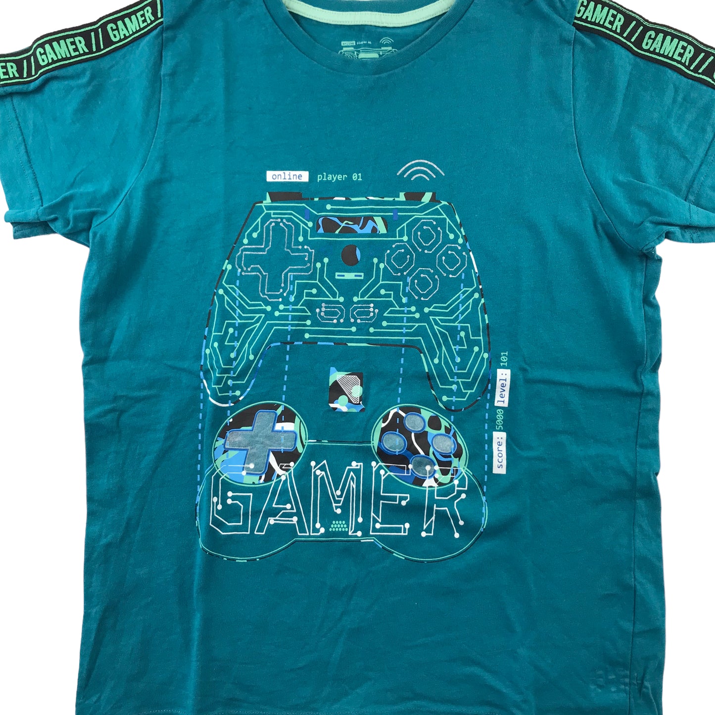 Matalan T-Shirt 10-11 Years Blue Gaming Controller Graphic Tee