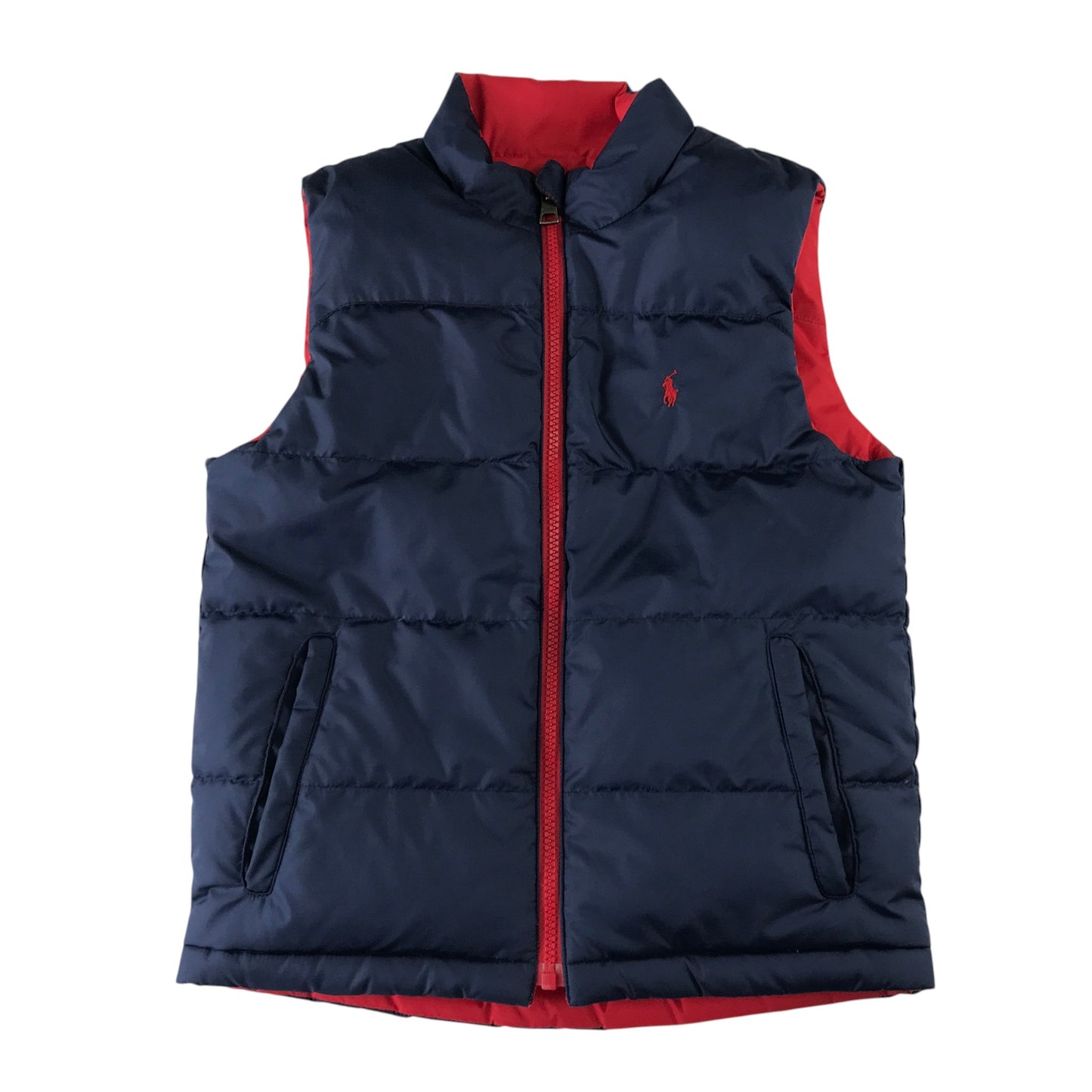 Ralph Lauren 6-7 years navy and red reversible puffer gilet