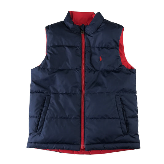 Ralph Lauren 6-7 years navy and red reversible puffer gilet