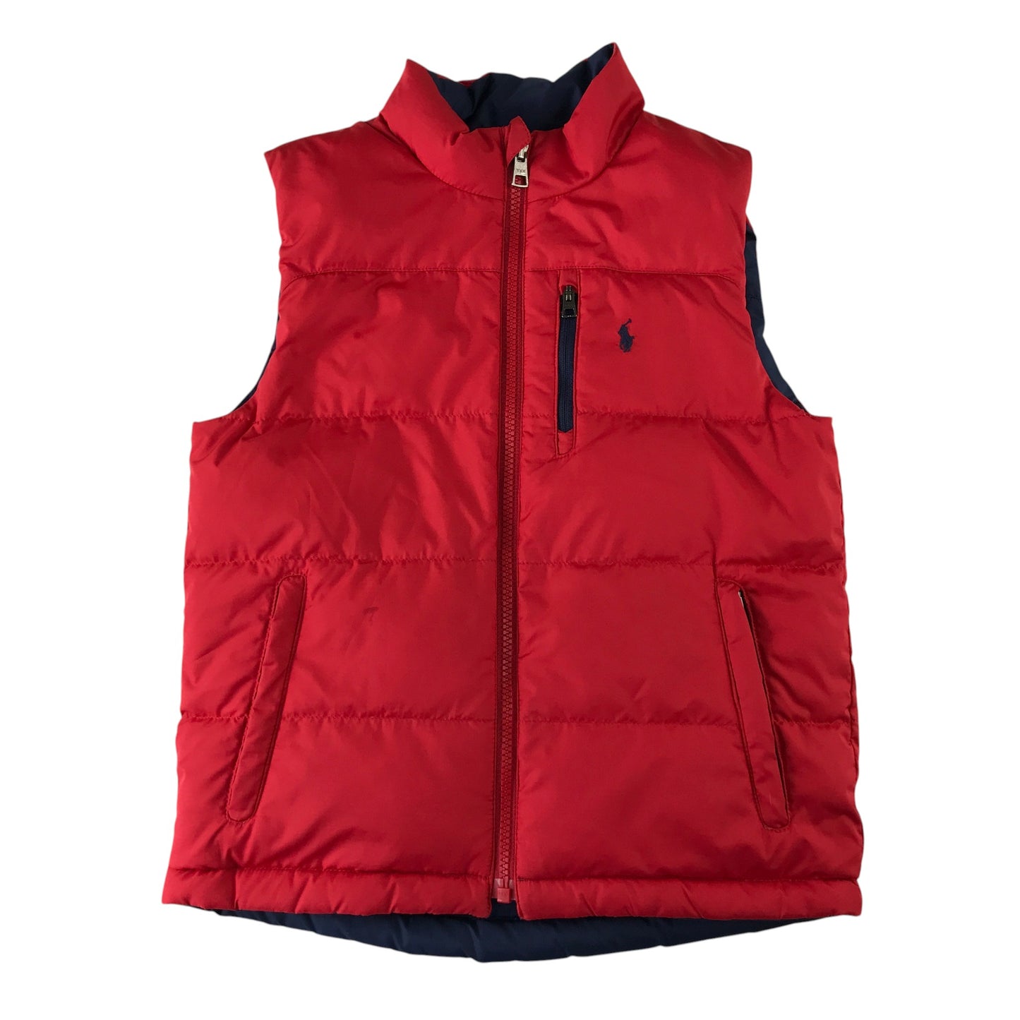 Ralph Lauren 6-7 years navy and red reversible puffer gilet
