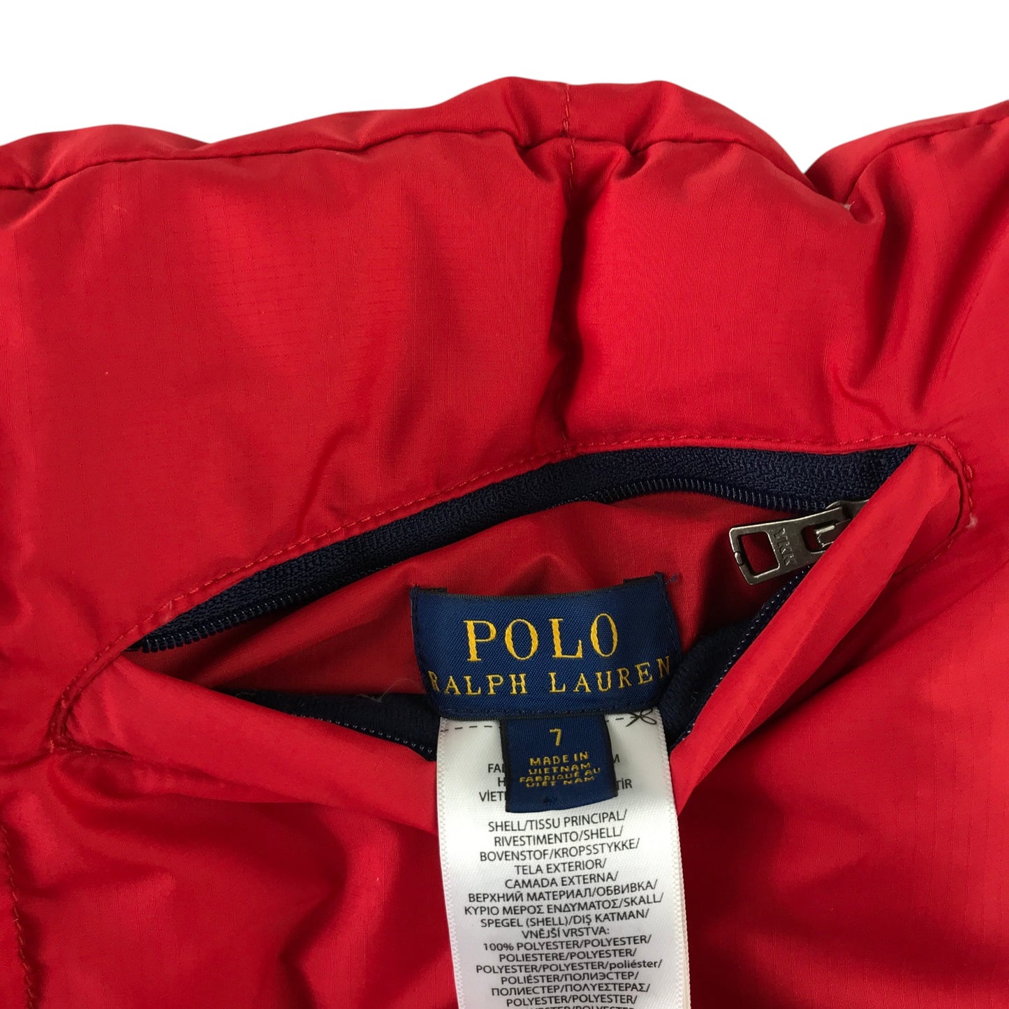 Ralph Lauren 6-7 years navy and red reversible puffer gilet
