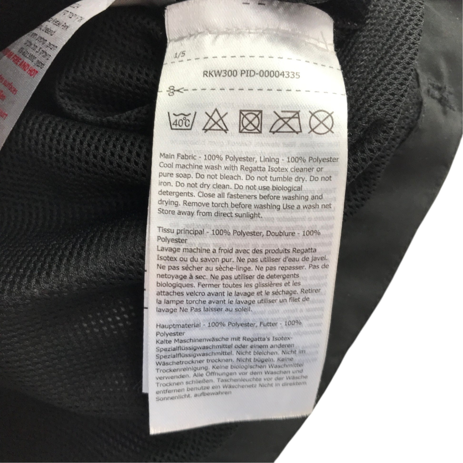 Regatta 7-8 years black showerproof jacket polyester