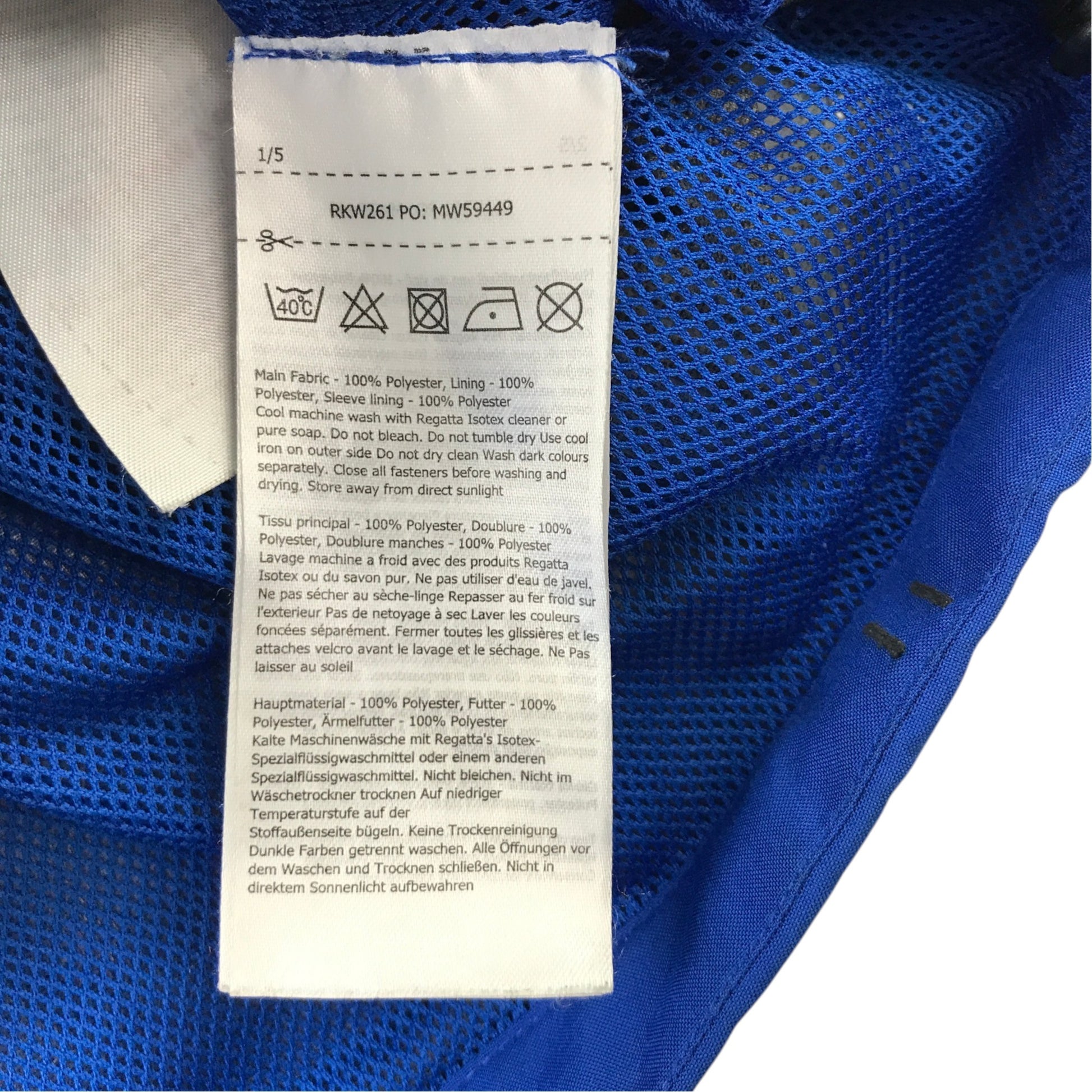 Regatta 9-10 years blue and black showerproof jacket polyester