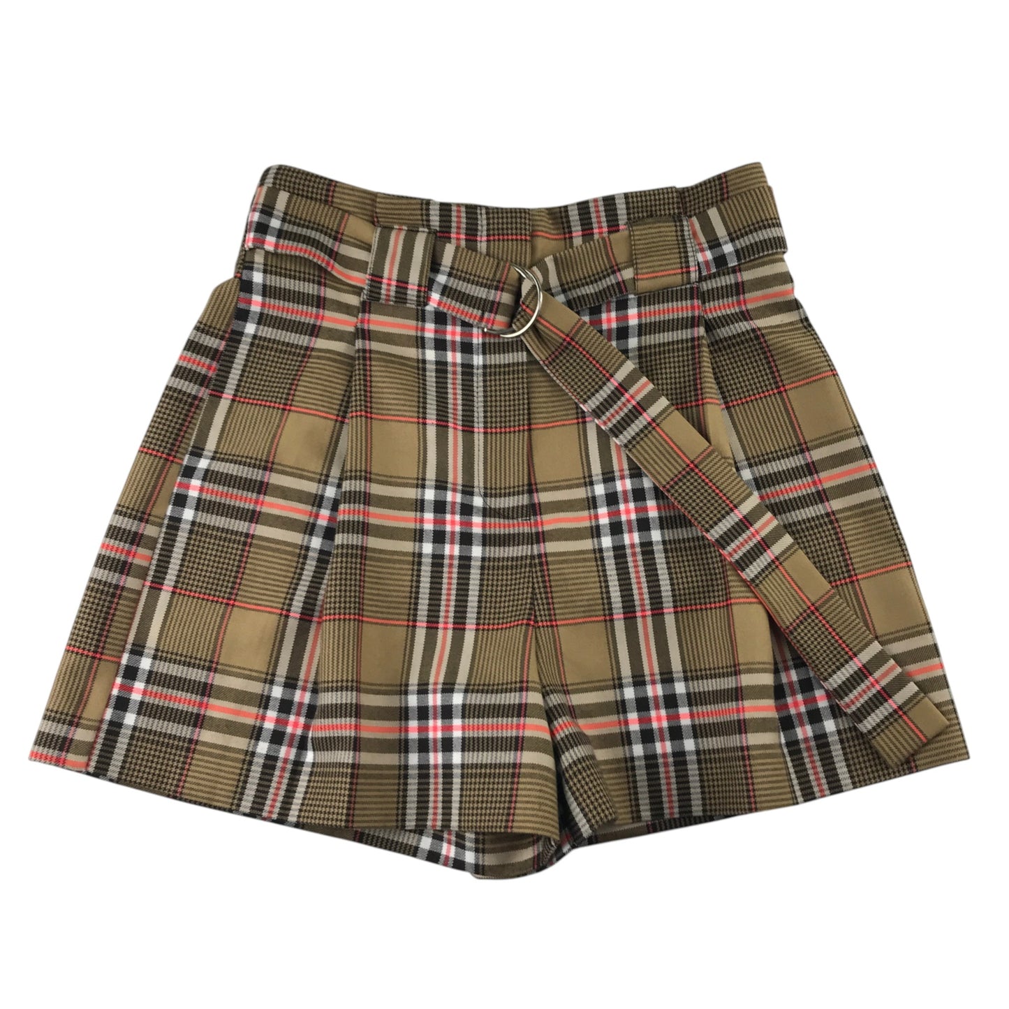 River Island UK 8 brown check tartan skirt polyester viscose