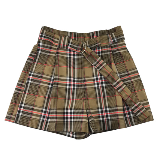 River Island UK 8 brown check tartan skirt polyester viscose