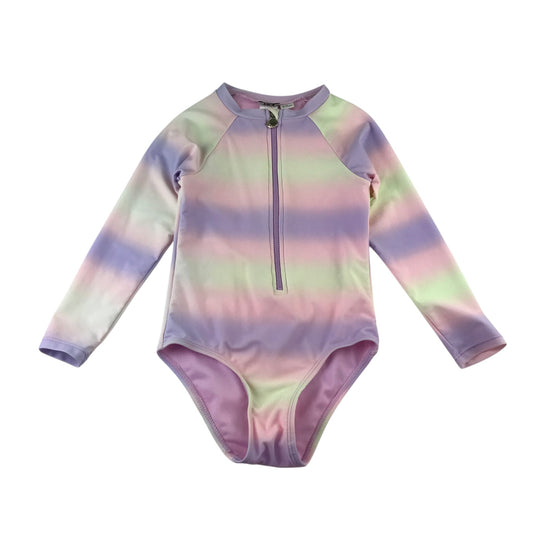 River Island 5-6 years multicolour pastel swim costume long sleeve polyamide elastane